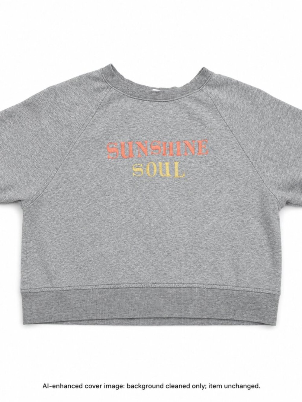 Old Navy Sunshine Soul Cropped Sweatshirt Tee Gray Short Sleeve Women's M